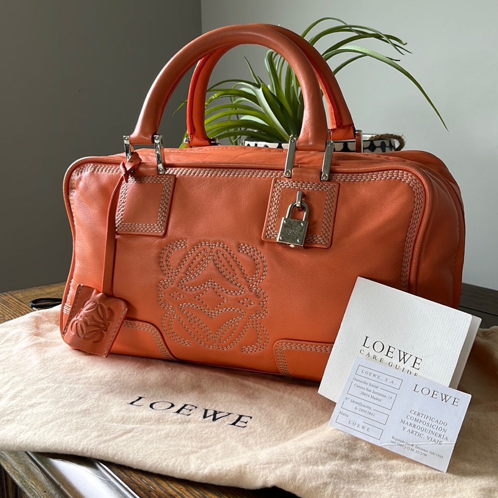 Loewe Amazona bright orange handbag with dust bag and COA
